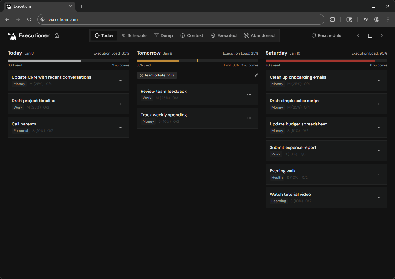 Executioner desktop view